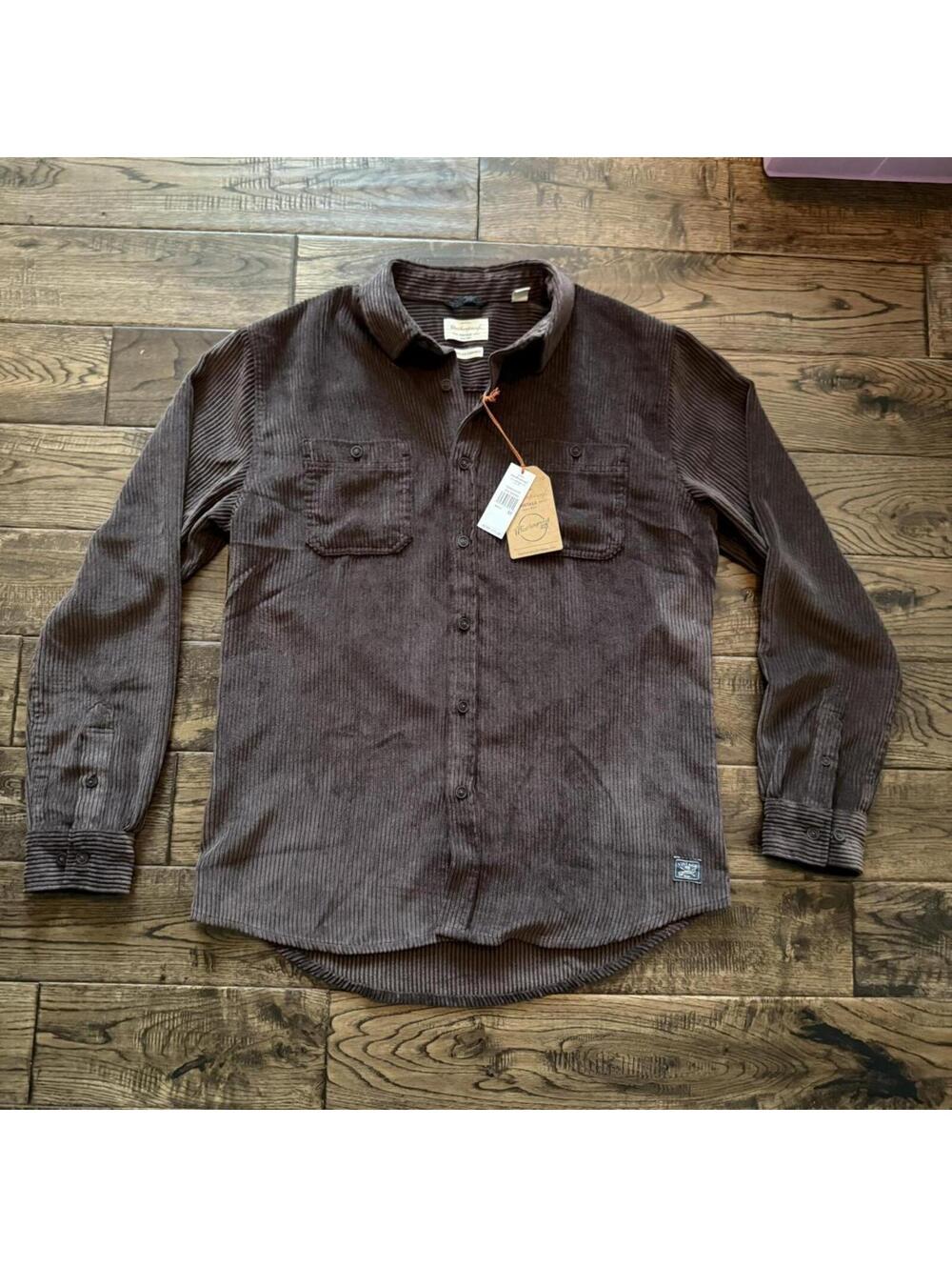 NWT Weatherproof Men's Vintage Chocolate Brown Corduroy Shirt Size Medium